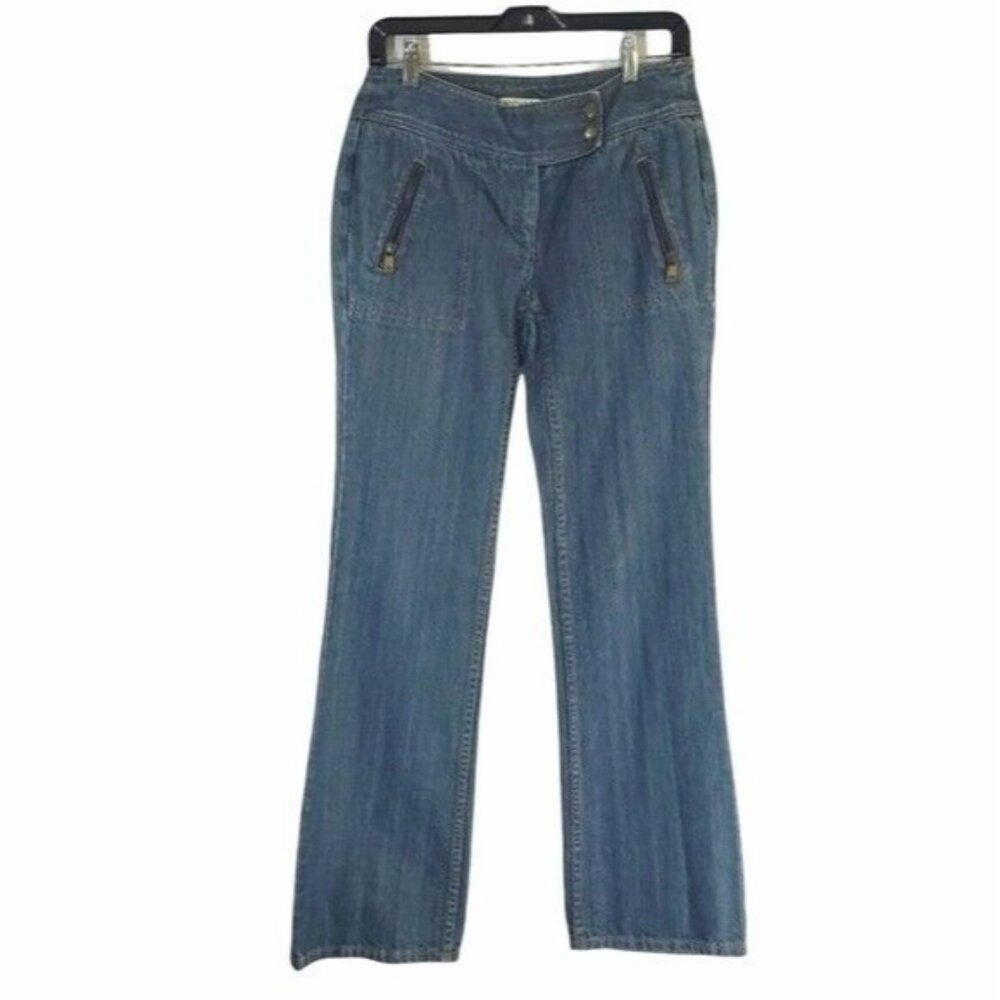 Michael Kors Bootcut Jeans Blue Denim Womens Size 4 Zippered‎ Pockets